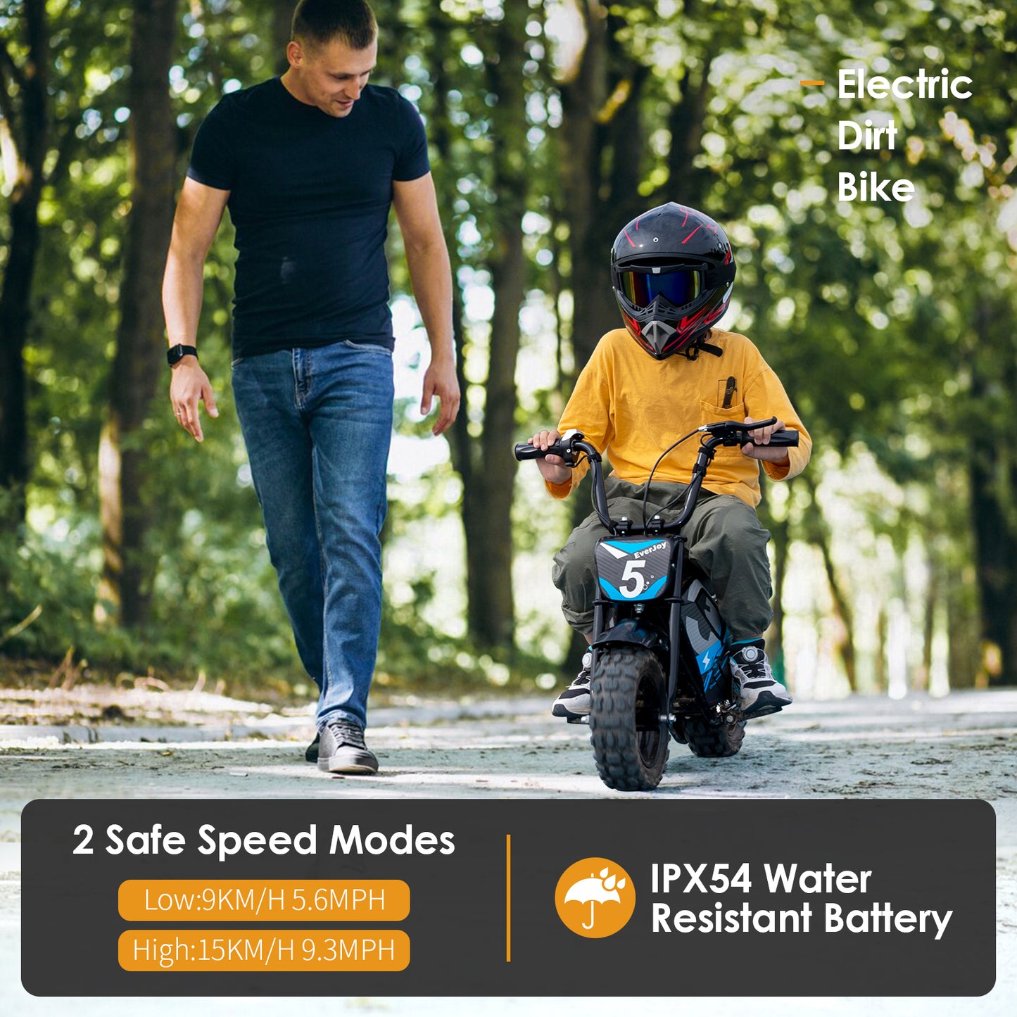 24V Electric Dirt Bike for Kids 250W High Torque Motor, 24V 9AH, 2 Speeds,10/12 MPH, UL 2849 Certificated Electric Kids Mini Bike for Ages 3+