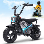 24V Electric Dirt Bike for Kids 250W High Torque Motor, 24V 9AH, 2 Speeds,10/12 MPH, UL 2849 Certificated Electric Kids Mini Bike for Ages 3+